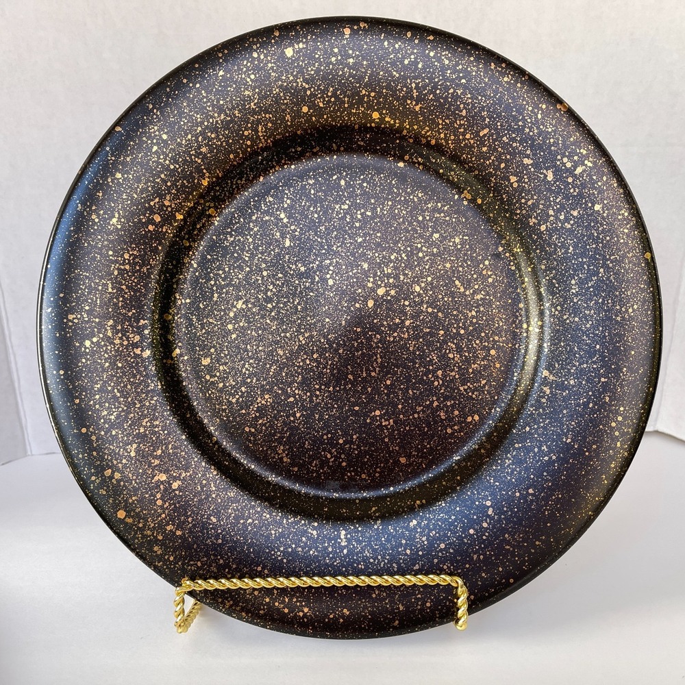 Set of 3 Presentation Meteore Svc Plates/Chargers Faiencerie de Gien Black/Gold